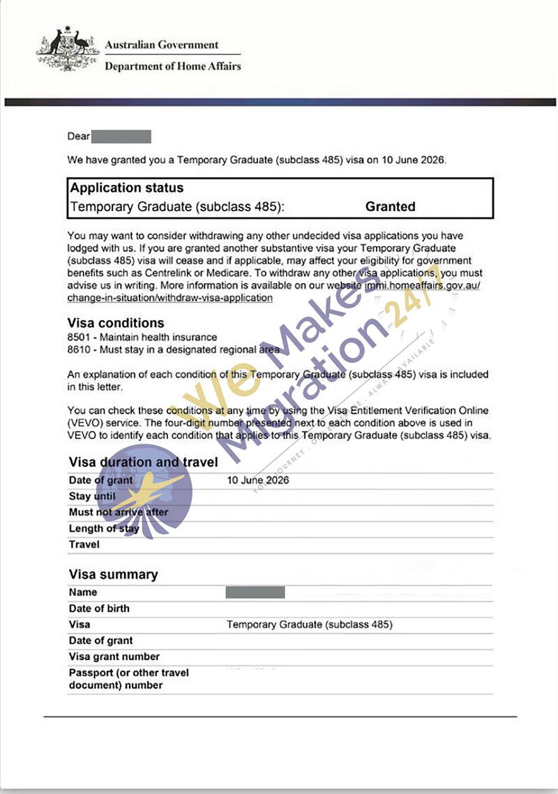 Visa approval letter