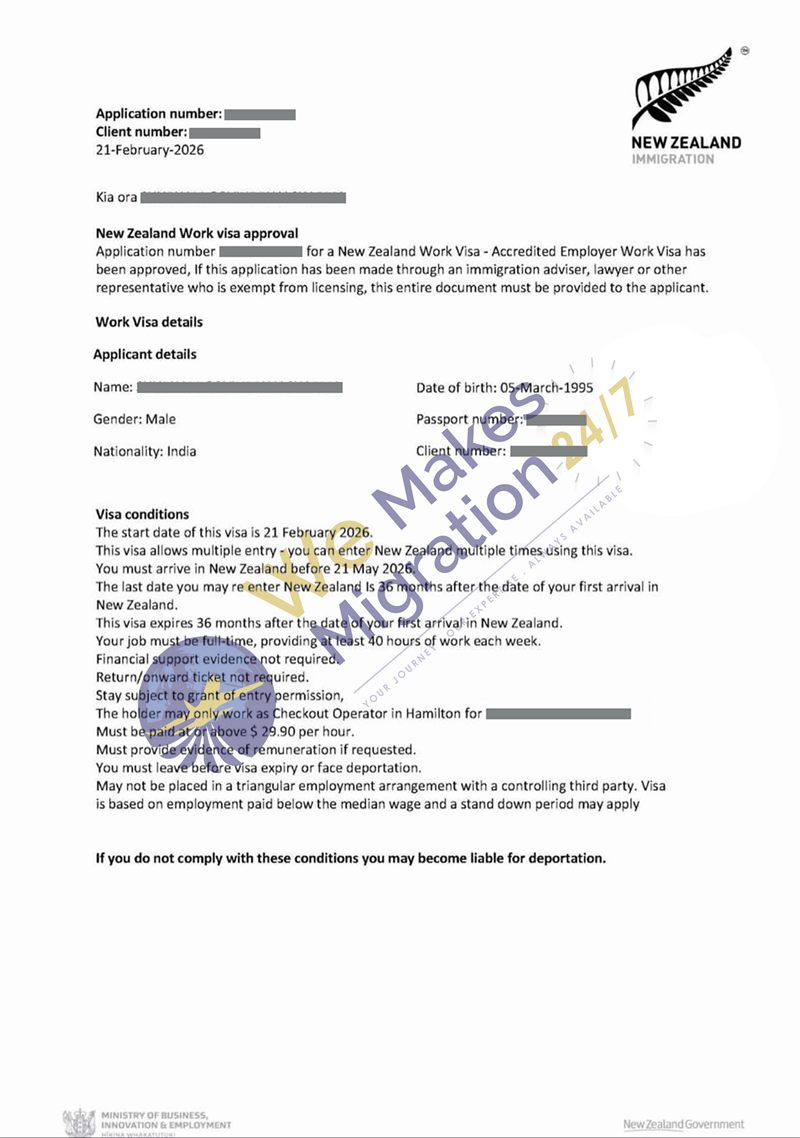 Visa approval letter